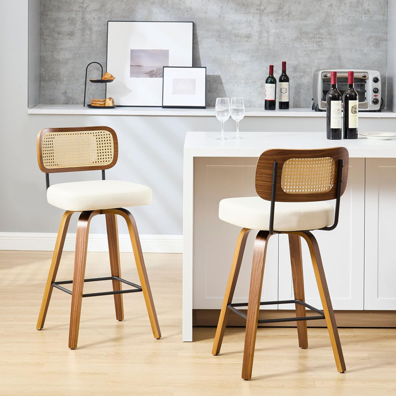Swivel Upholstered Counter Stool, White