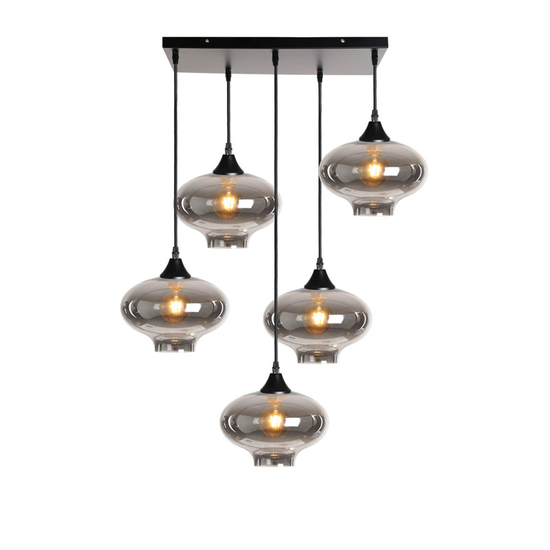 5 - Light Black Cluster Pendant, Smoke, Black