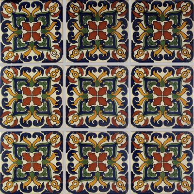 Carreaux mexicains 4,2 po x 4,2 po 9 pièces TalaMex Fuego Talavera