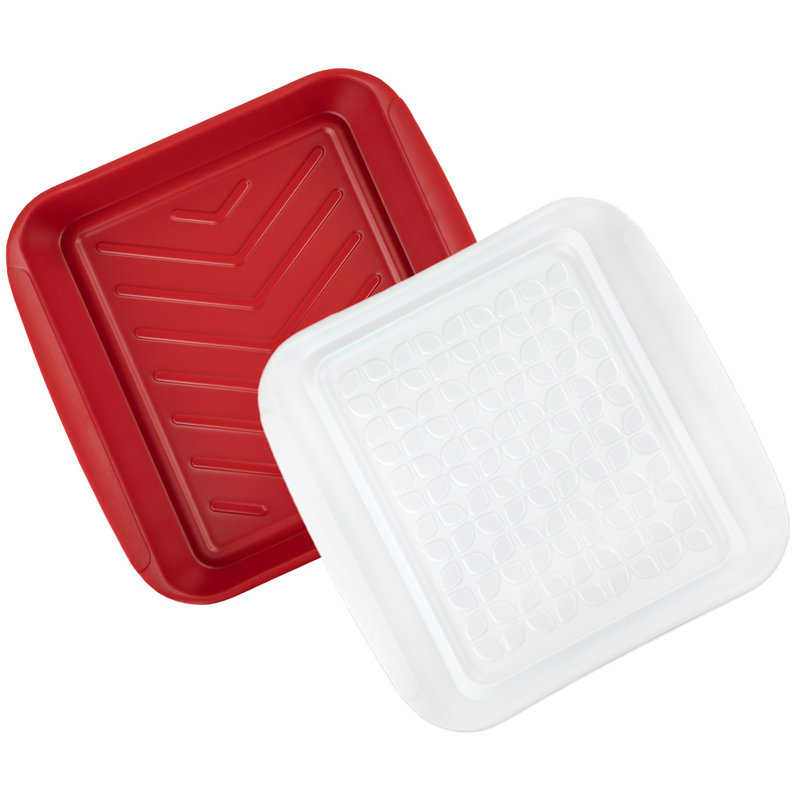 Ensemble de 2 plateaux de préparation et de service pour barbecue Tovolo, blanc et noir, L 10,50 po x L 10,50 po x H 2 po