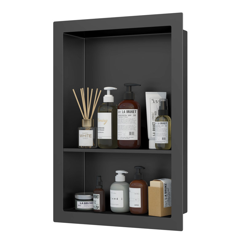 Armoire murale encastrée en métal, Noir mat, No, H 19,8 po x l 13,9 po x P 3,9 po