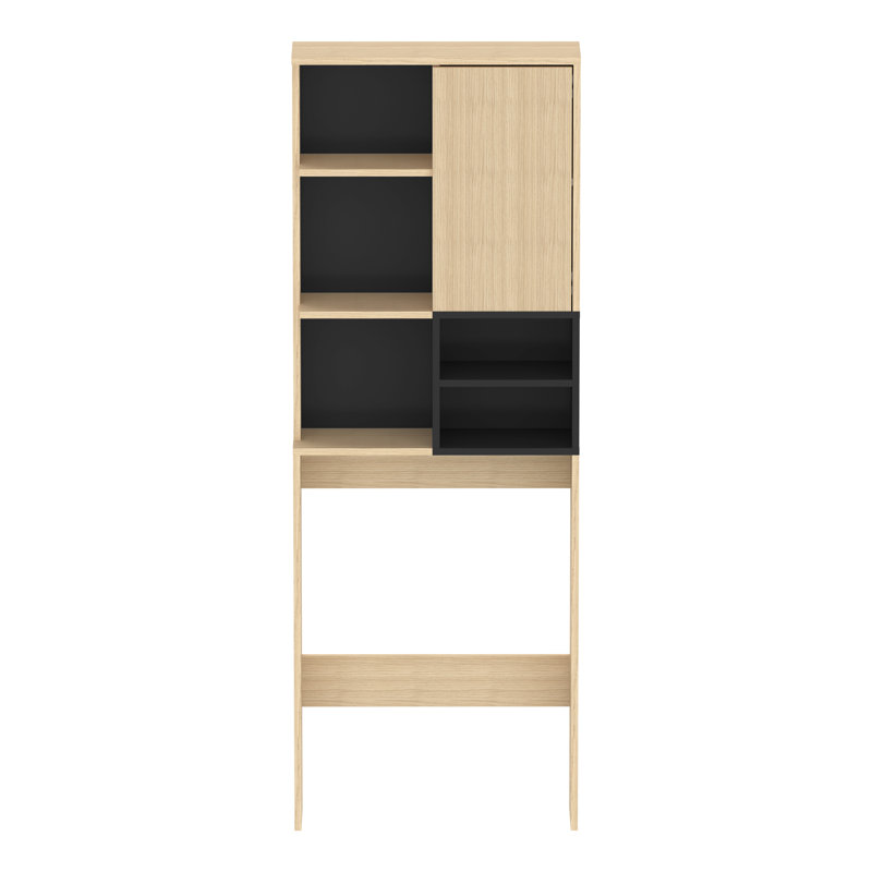 Kes Bathroom Storage, Light Oak/Black