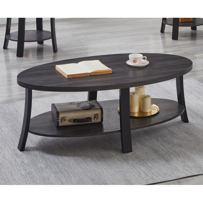 Table basse contemporaine en bois avec tablette