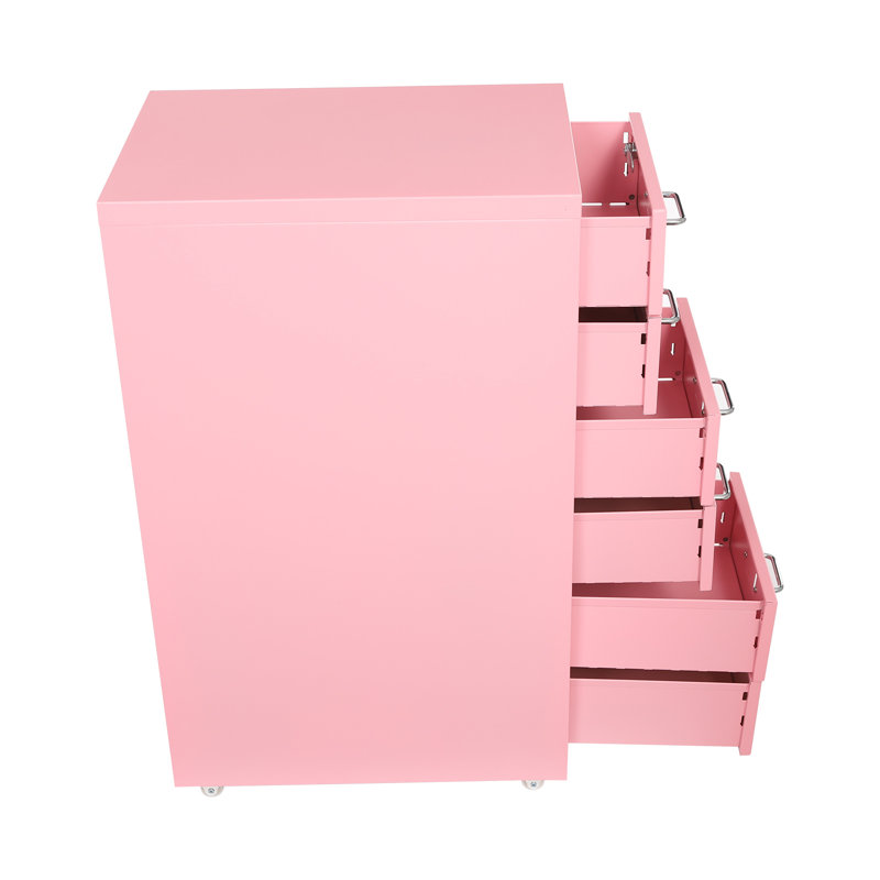 Classeur mobile en métal 11 tiroirs 11 po de largeur, Rose