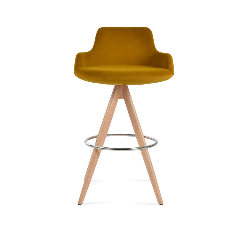 Tabouret de derviche, Naturel, Curcuma, Tabouret de comptoir (siège d'une hauteur de 24,5