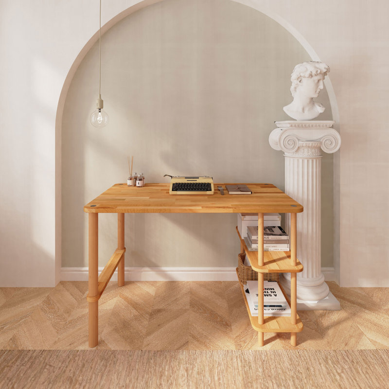 Bureau en bois massif Grant, bureau en bois de hêtre pour le bureau personnel, H 29,9 po x l 47 po x P 27,5 po