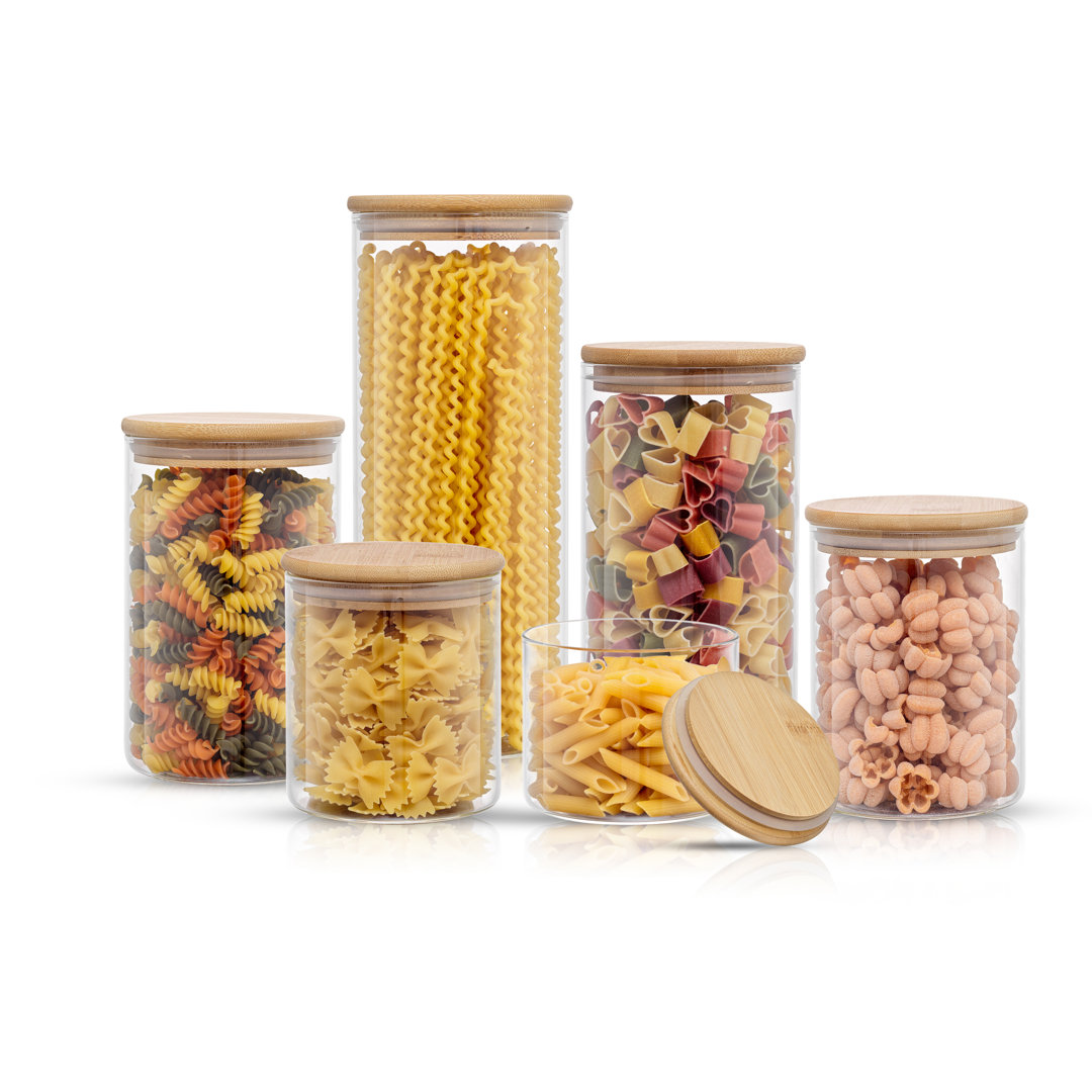 JoyJolt 6-Piece Glass Storage Jars with Airtight Lids JoyJolt