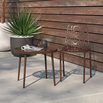 Chaise de patio en aluminium - Chaise d'appoint moderne d'intérieur / extérieur avec dossier floral résistant aux intempéries
