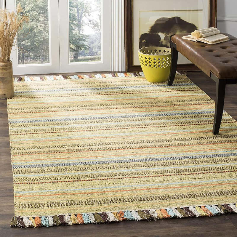 Montauk Hand Woven Cotton Striped Rug, Rectangle 3' x 5'