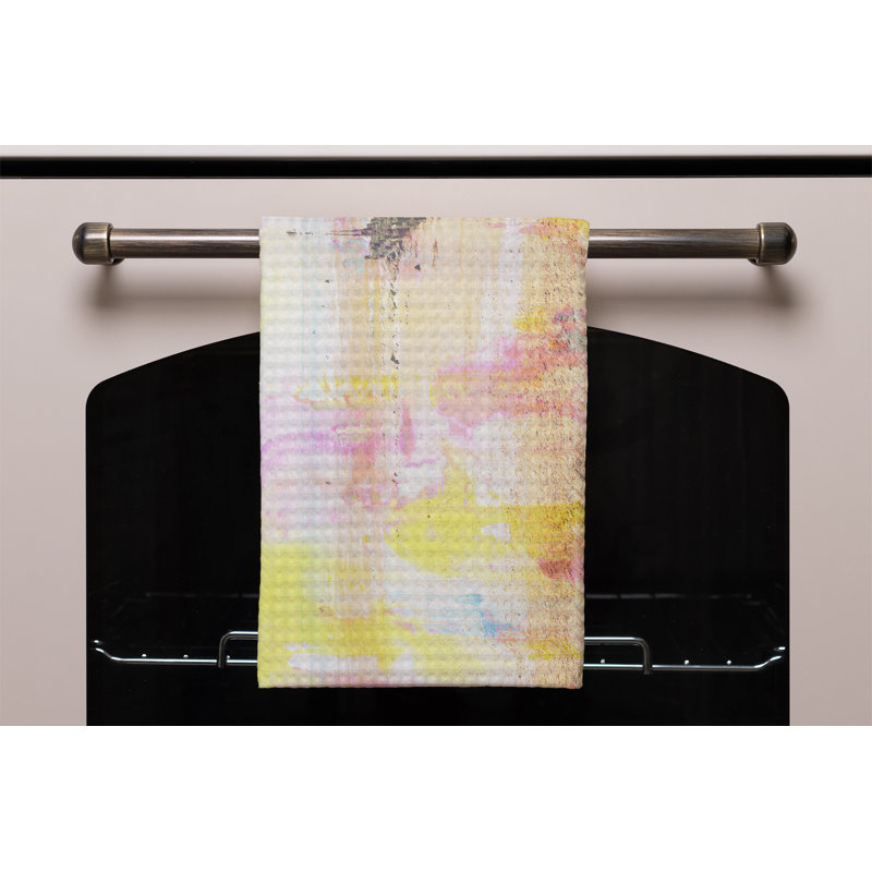 Cotton Tea Towel Kitchen Towel, Grey/Yellow
