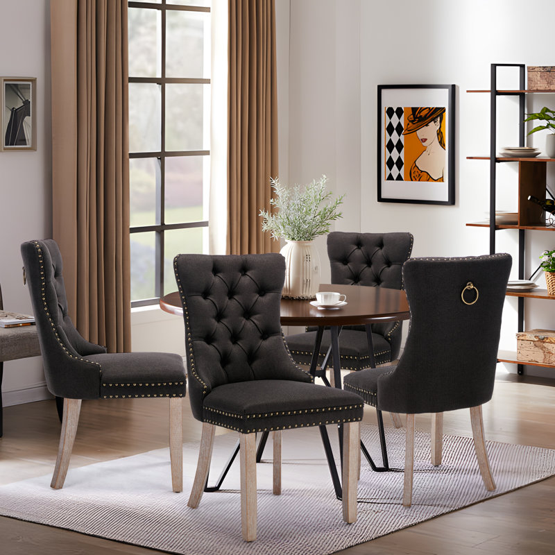 Chaise de salle à manger Kenta, Bois noir, Brun