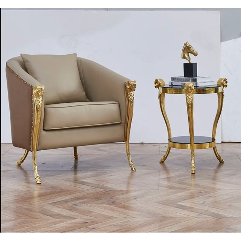 Table de bout en verre à 3 pieds avec rangement