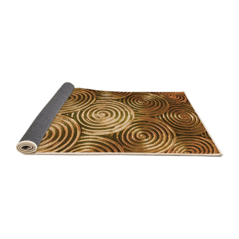 Tapis brun à motif géométrique, Rond 6 pi