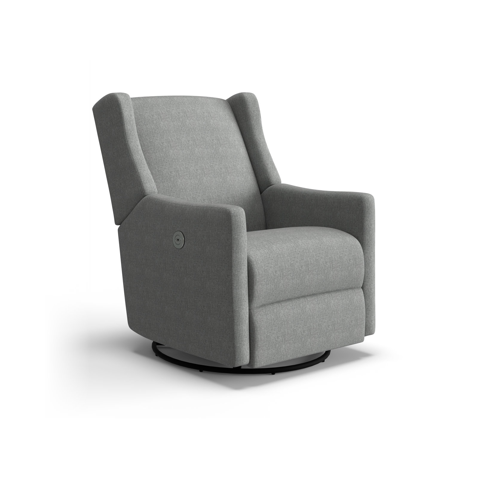 Andrina Upholstered Swivel Reclining Glider, Charcoal Grey Performance