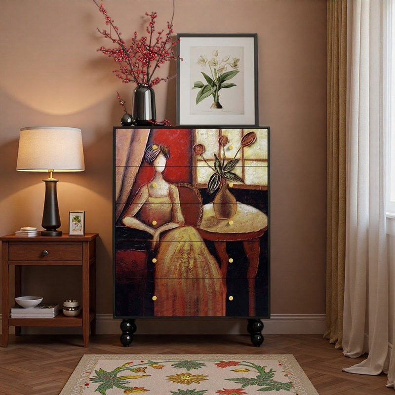 Commode d'appoint style français peint rétro