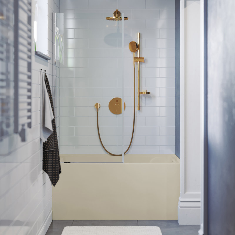 Baignoire en alcôve avec tablier 48 "x 32" Voltaire, Or brossé, Droite