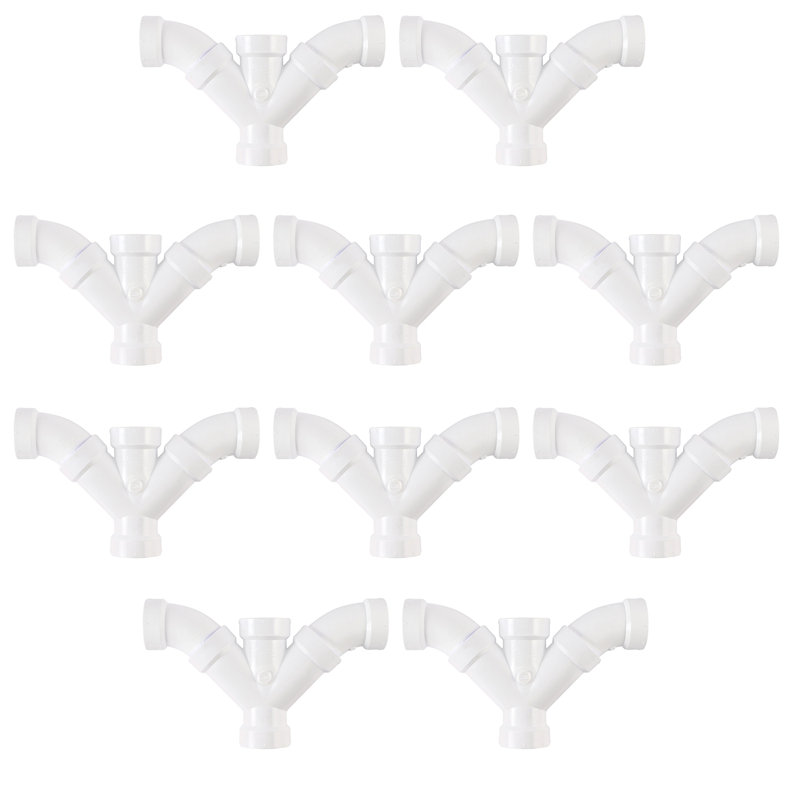 2 po. Couplage 45 ° double coude 45 ° en PVC double fil et coude à double vissage, drain en PVC blanc, raccord d'évacuation et d'évacuation, (paquet de 10)