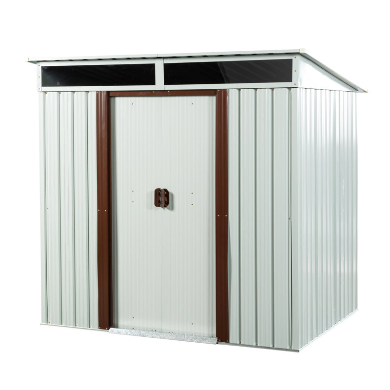 6Ft X 5Ft White Outdoor Metal Storage Shed - Galvanized Iron Frame Robustness Protected Steel Panels Transparent Endurance Plate Sliding Doors With Lock Easy Assembly Directions Durability Rot &