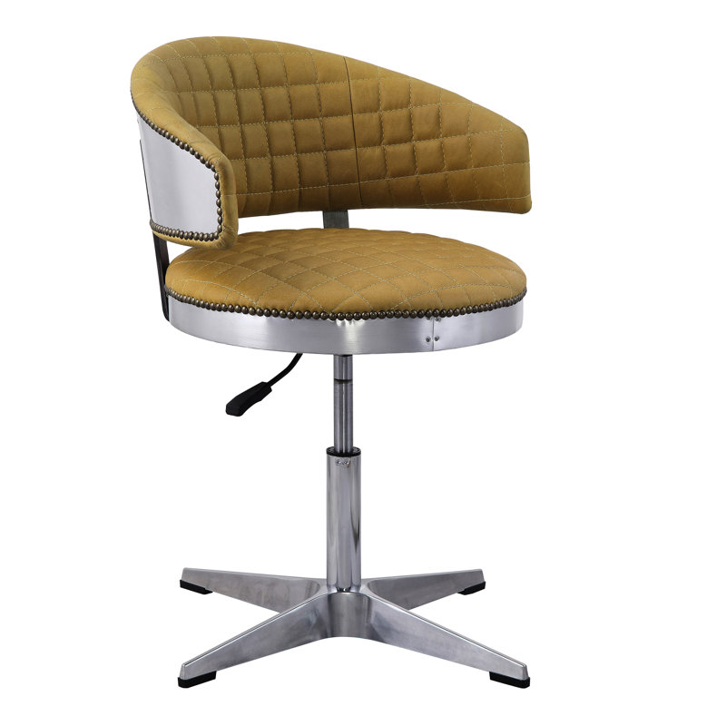 Tabouret doux rembourré en cuir de curcuma avec revêtement de 4 bases