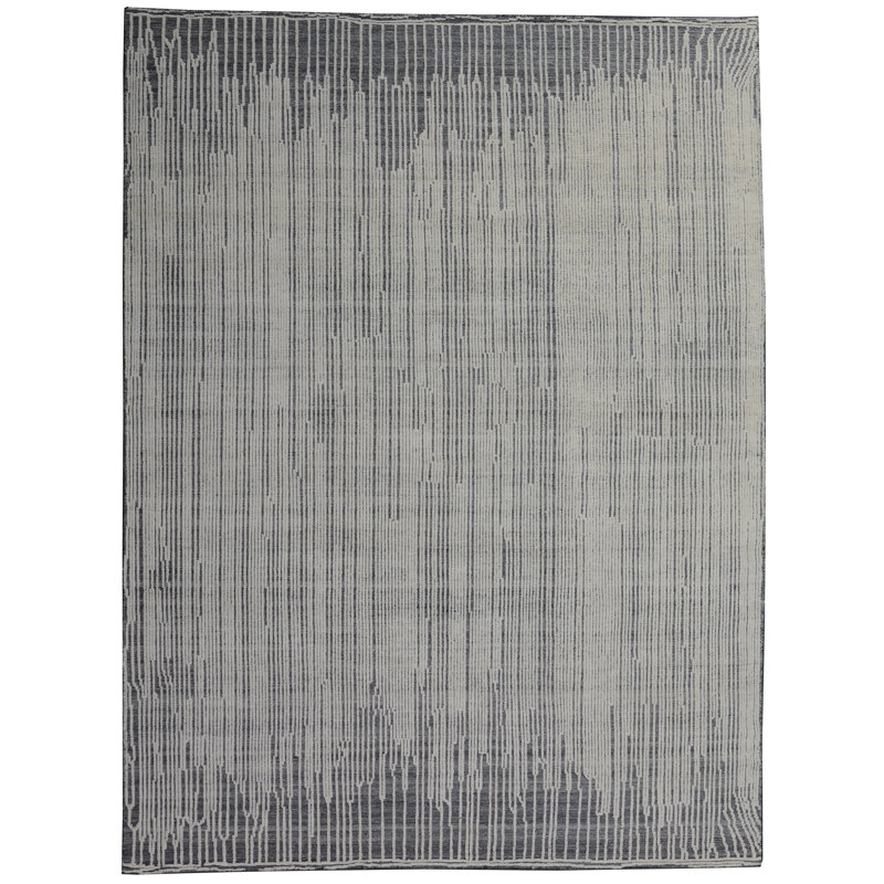 Moroccan Wool Area Rug, Rectangle 10' x 14', No Pattern and Not Solid Color