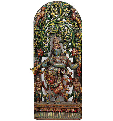 Le joueur de flûte Enrapt: Krishna As Vishnu