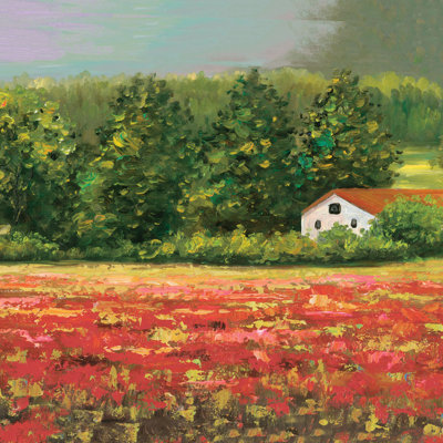 Red Poppy Field - Wrapped Canvas Painting
