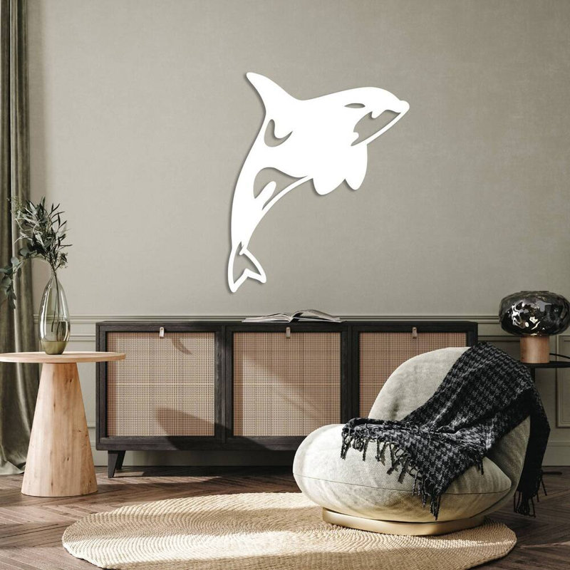 Orca Whale Metal Wall Art - Ocean Wildlife Wall Art - Killer Whale Silhouette Design Sculpture - Coastal Marine Wall Hanging - Modern Industrial Metal Art - Nature Inspired Beach Home Decor - Bold Statement Art Piece