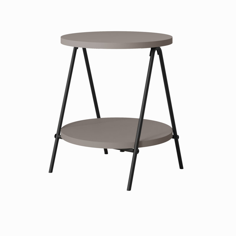 Ritzman Compact Side Table Round Top with Metal Legs, Light Mocha