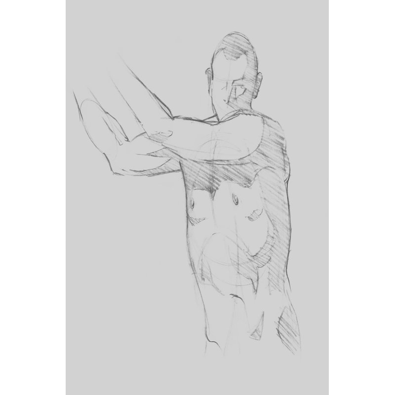 Male Torso Sketch III by Jacob Green - Wrapped Canvas Drawing Print, 122cm H x 81cm W, Wrapped Canvas