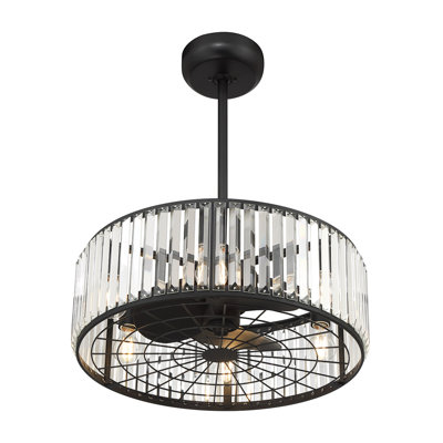Peysley 23" 6-Light Fandelier in Matte Black with Remote Control