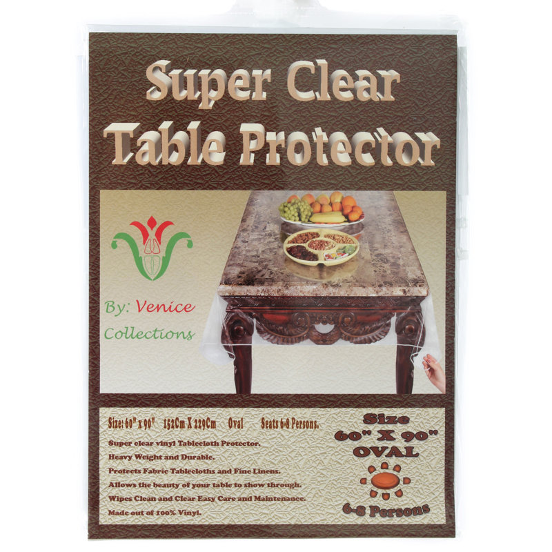 Clear Vinyl Table Protector, 90" L x 60" W Oval