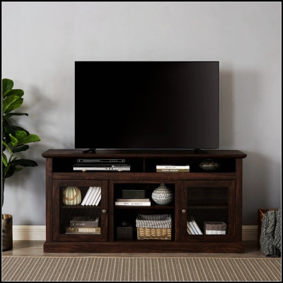 Meuble télé contemporain pour meuble télé pour téléviseur de 65 ans ou moins avec rangement ouvert et fermé, 60 W * 15,75 P * 29 H