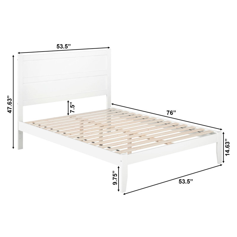  Teo Solid Wood Platform Bed, Queen, White