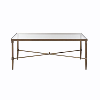 Yaleska Glass Coffee Table,Rectangular coffee table,Metal Frame by Mercer41
