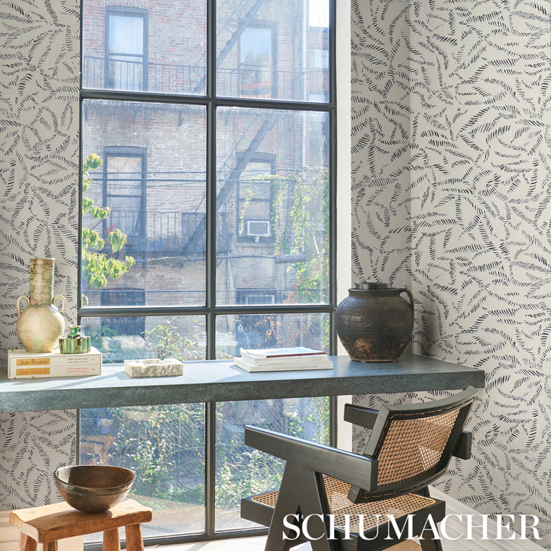 Leaf Bloom Wallpaper, Gray