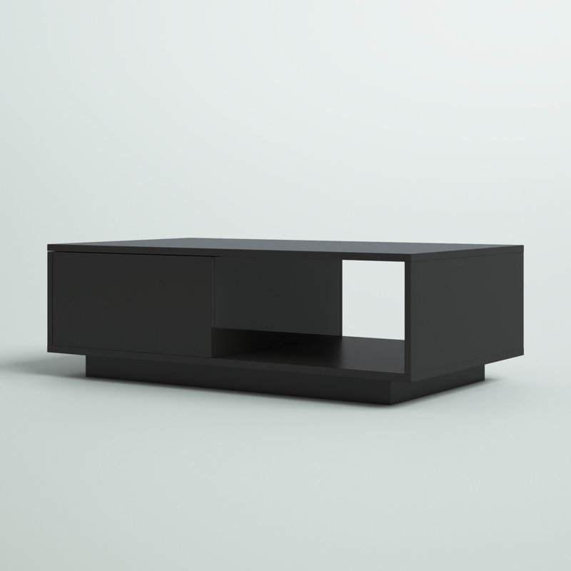 Arabella Block Coffee Table with 2 Drawers, Black