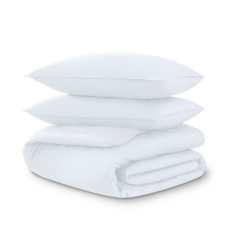 TENCEL Duvet Cover Set, King Duvet Cover + 2 Shams, White