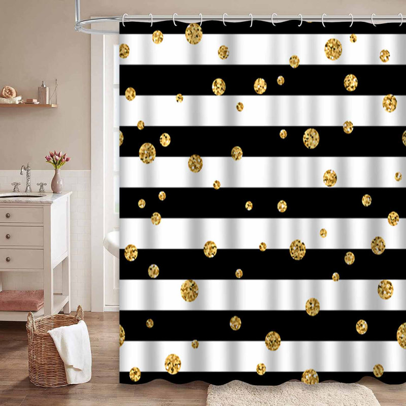 Rideau de douche Polka Dot Lines, L 72 po x l 72 po