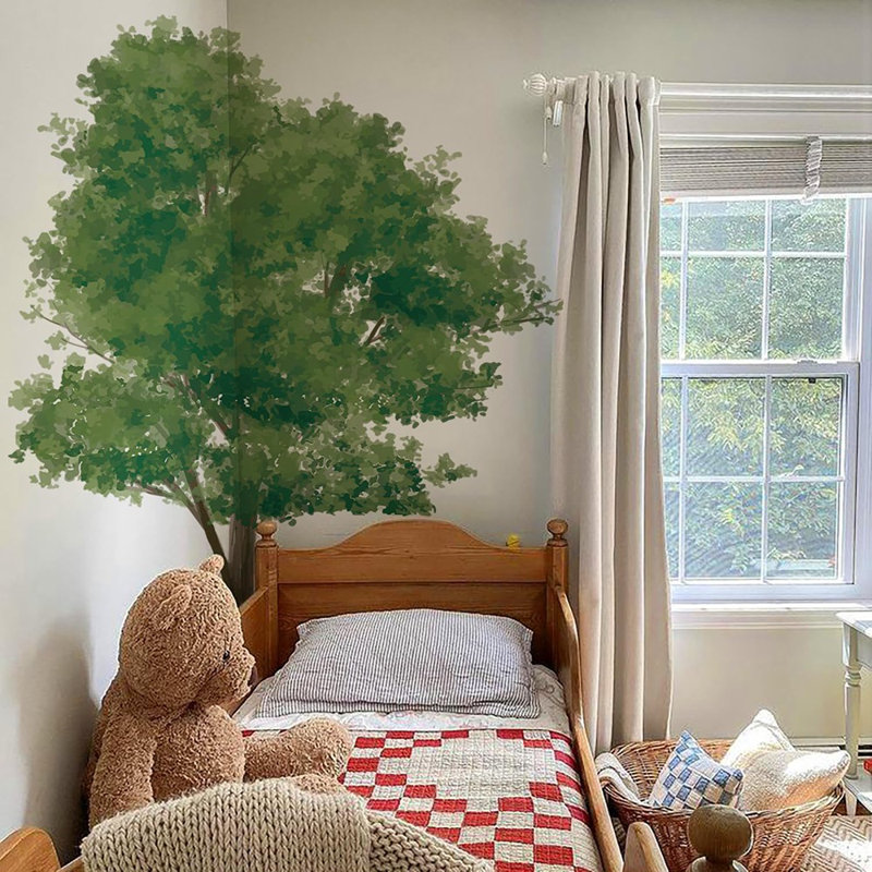 Adhésif décoratif grand arbre - vert - PVC auto-adhésif, motif forêt réaliste