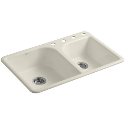 Évier de cuisine à double cuve à montage sur le dessus à grande / moyenne efficacité L 33 po x l 22 po x P 7,63 po Efficacité ™