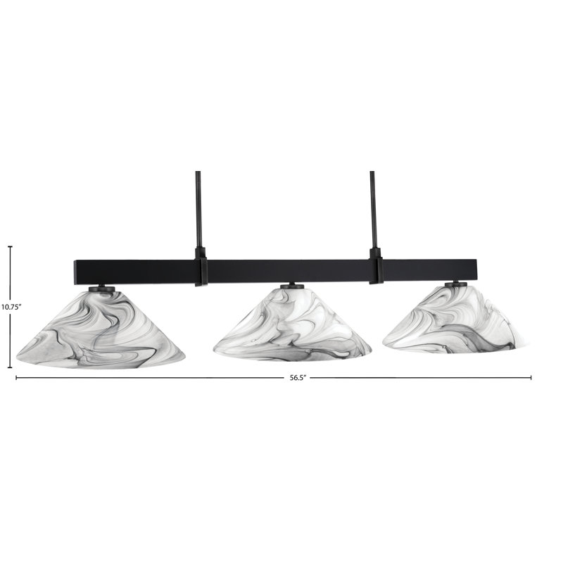 Bar 3 lumières Raheemah Wellington, Noir / blanc, Noir mat, H 10,75 po x l 16 po x P 16 po