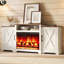 Meuble télé 70 po avec grand espace de rangement, blanc / bois de grange-2006729074-2006729075