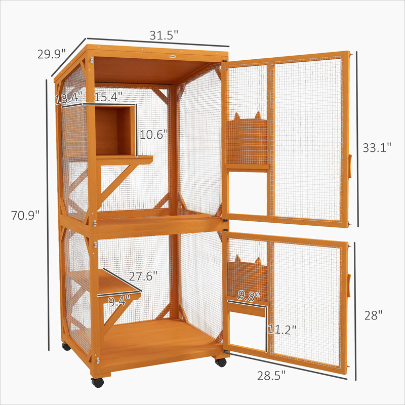 Versatile Cat House With Elevated Resting Area And Mobility Feature