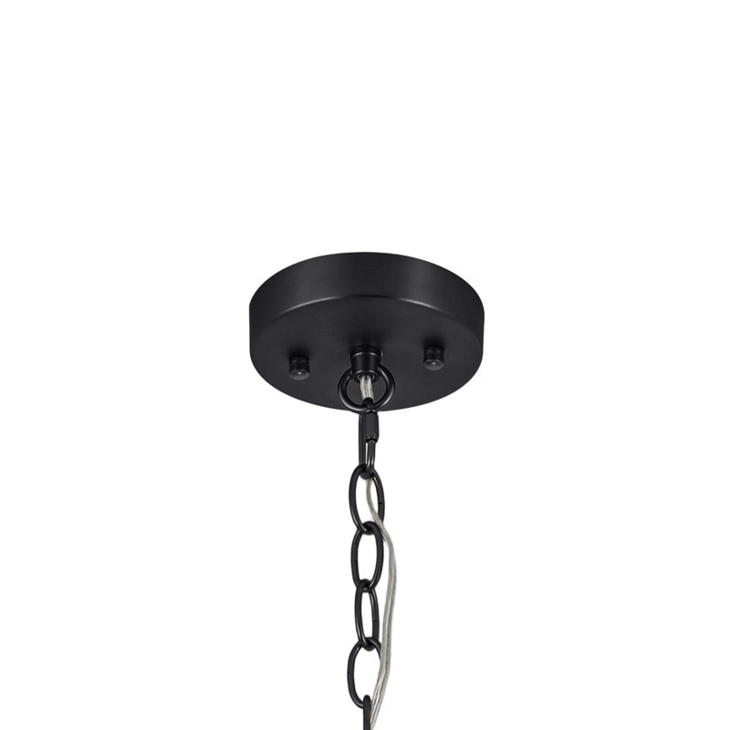 Lustre tambour en verre Livingon, Noir mat