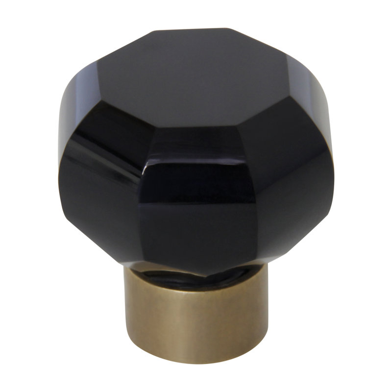 Oversized 1 3/4" Length Geometric Knob, Antique Brass, Black