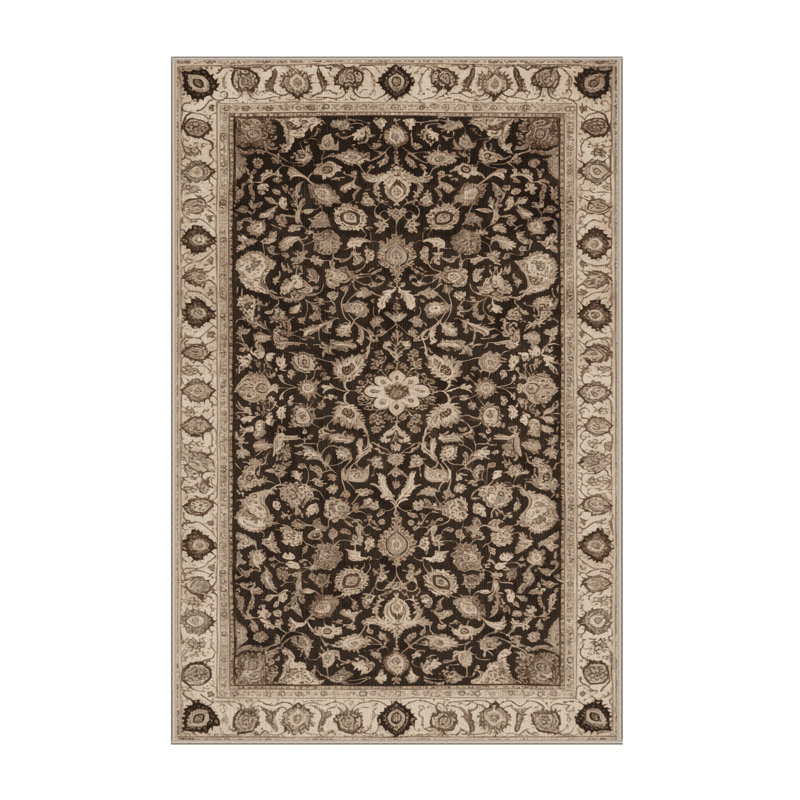Machine Washable Persian Brown Area Rug, Rectangle 7' x 9'