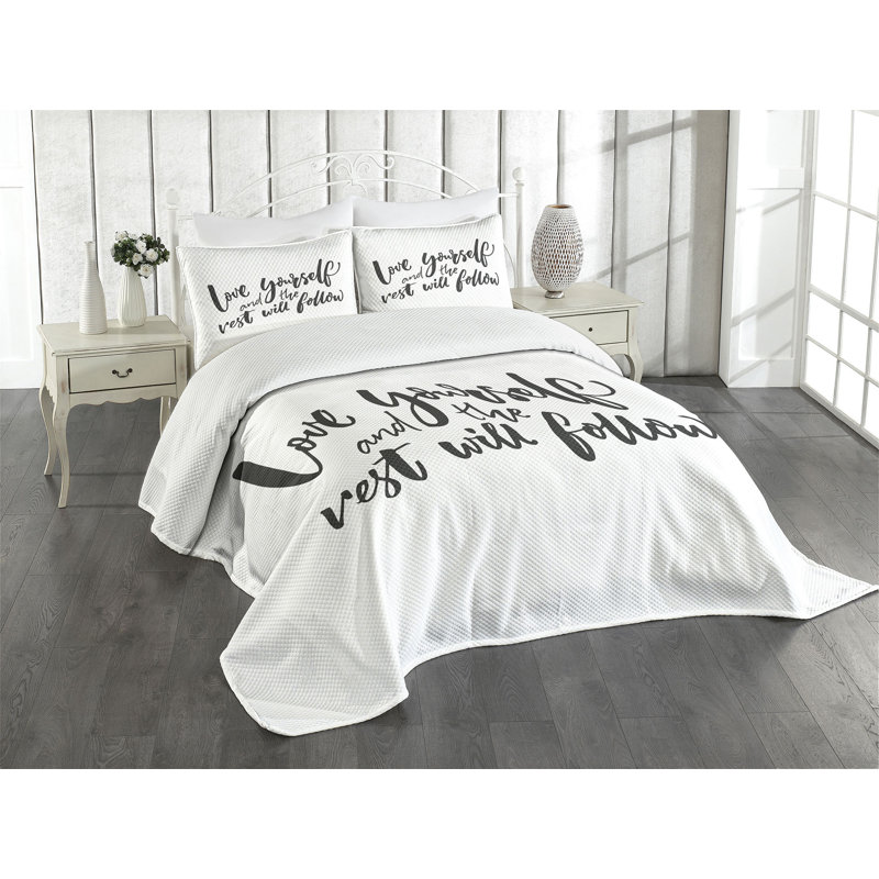 White Quilted King Bedspread Set with Pillow Shams