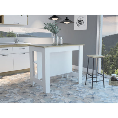 Cala Kitchen Island, Four Legs, Three Shelves