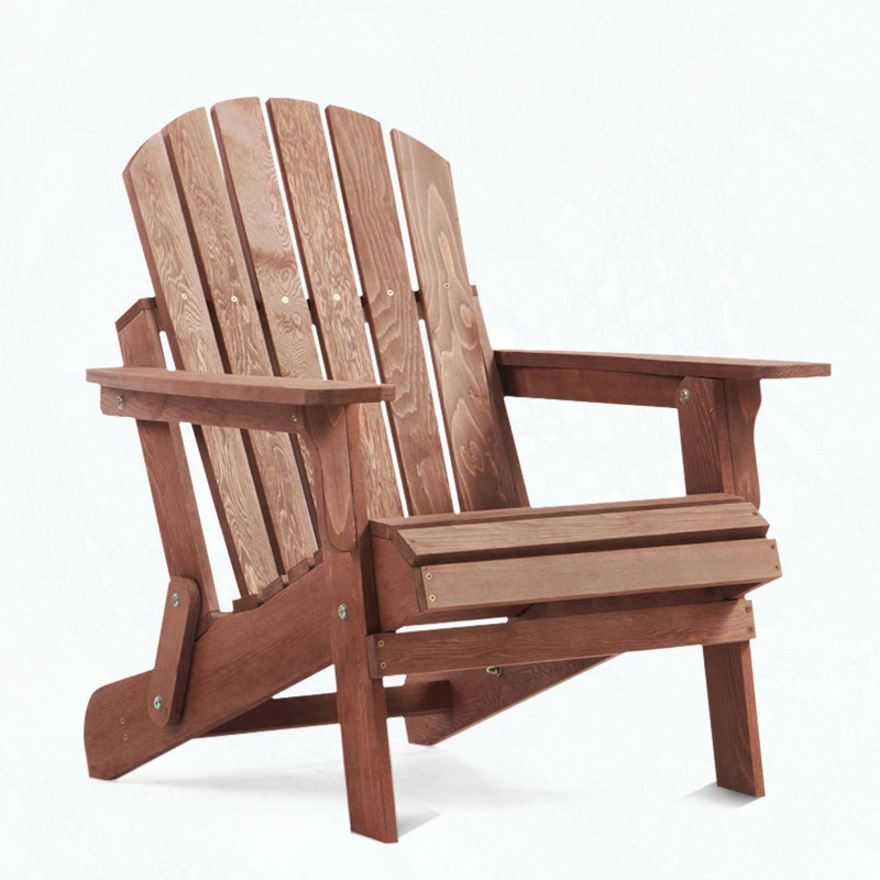 Oversized Wooden Folding Adirondack Chair (Pre-Assembled Backrest & Seat), Coffee