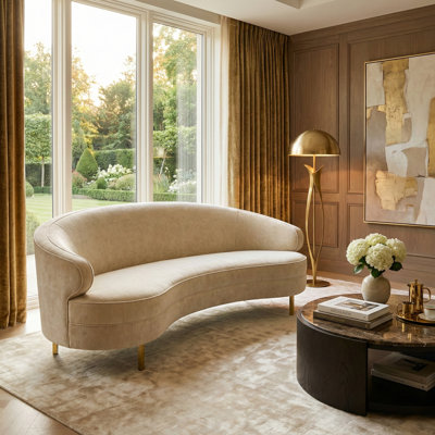 Jacqeuline 89.4" Velvet Recessed Arm Sofa